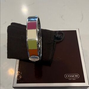 Coach Silver Bangle with Colorful Enamel